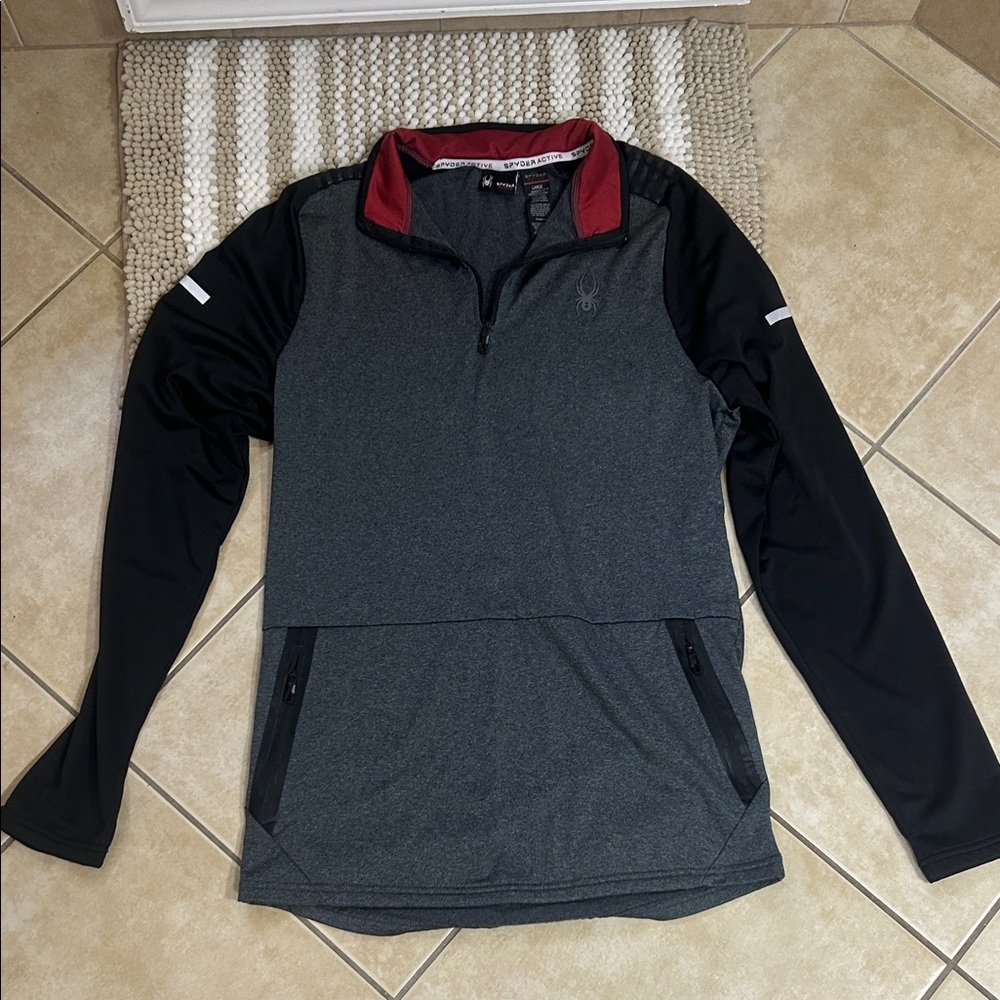 Spyder Men's Black and Gray Performance Jacket with Red Accents